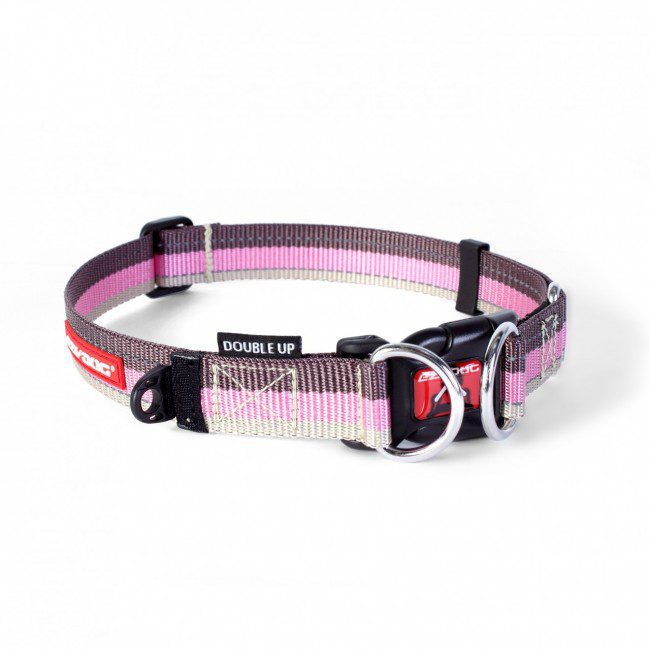 Coleira Ezydog Double Up Castanho/Rosa/Beje L