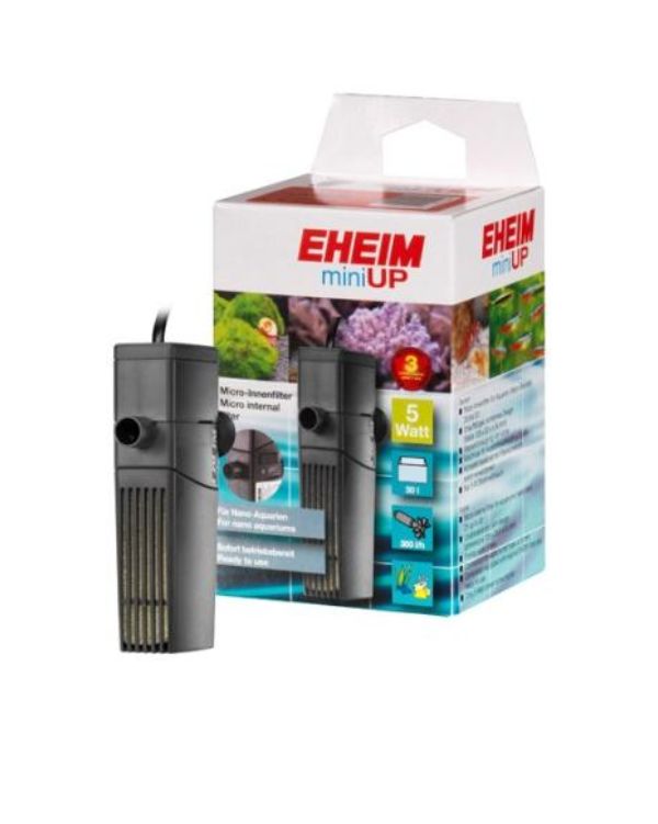 Eheim miniUP é  um mini-filtro interno para aquários nano 25 a 30 l, dá um excelente desempenho e é fácil de fixar no aquário com ventosas. 