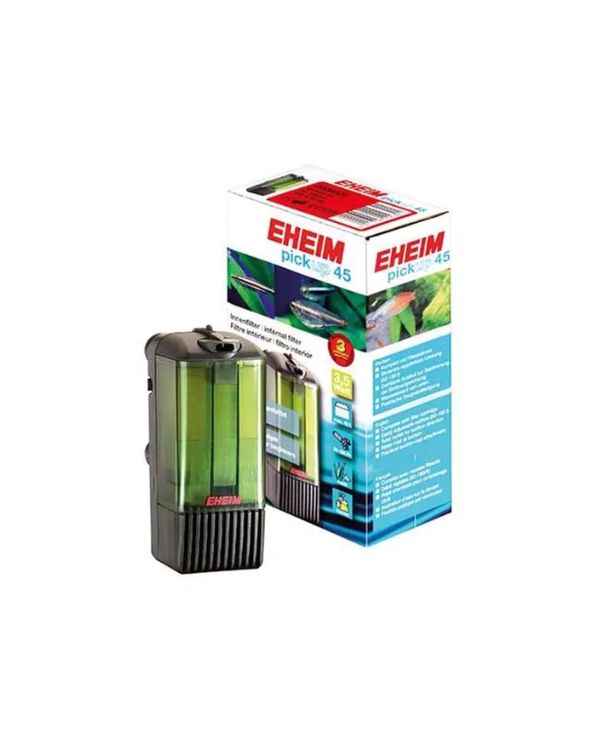 O filtro Eheim Pick Up fica fixado no aquário facilmente com ventosas. A particularidade sobre o conceito de recolhimento é que o recipiente e a esponja pode ser extraidos pela parte de cima, enquanto a unidade de bomba permanece dentro do aquário. o que se torna muito pratico na hora da limpeza ou alteração do cartucho do filtro.