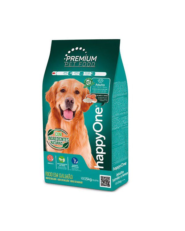 HappyOne Premium Adulto Salmão e Arroz Pack económico : 4 x 15 kg