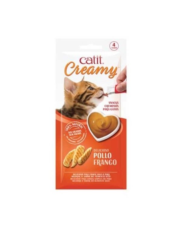 Catit Creamy Snack Cremoso Frango 4 unidades