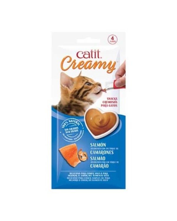 Catit Creamy Snack Cremoso Salmão Camarão 4 unidades